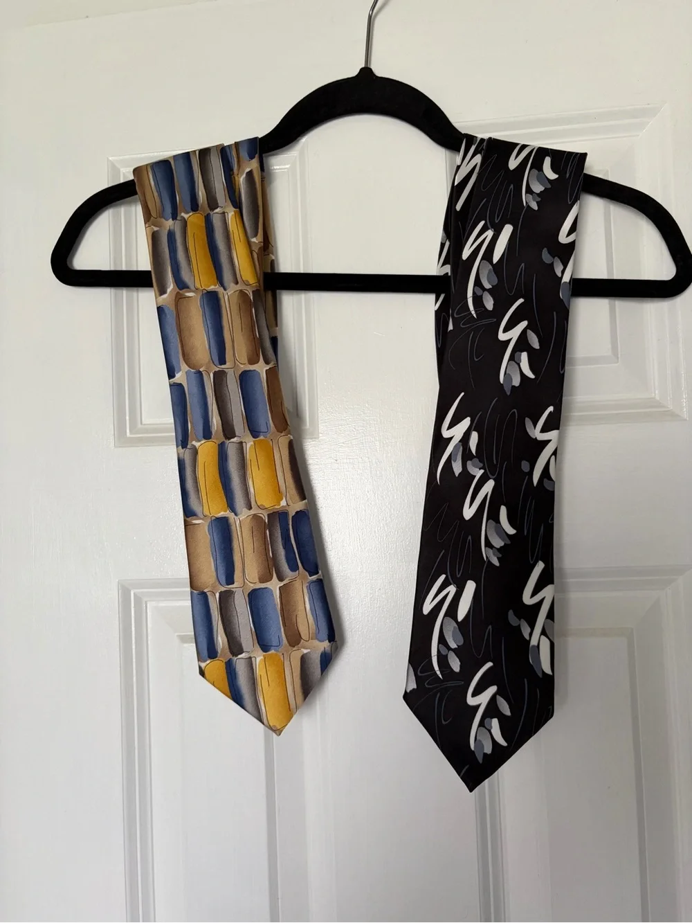 J. Garcia Blue, Gold & Black Patterned Set of 2 Neckties